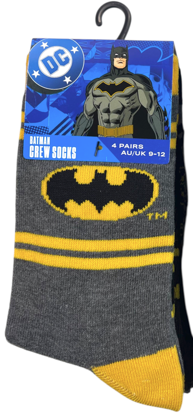 Batman Crew Kids Sock 4 Pack Asst. Size - 9-12