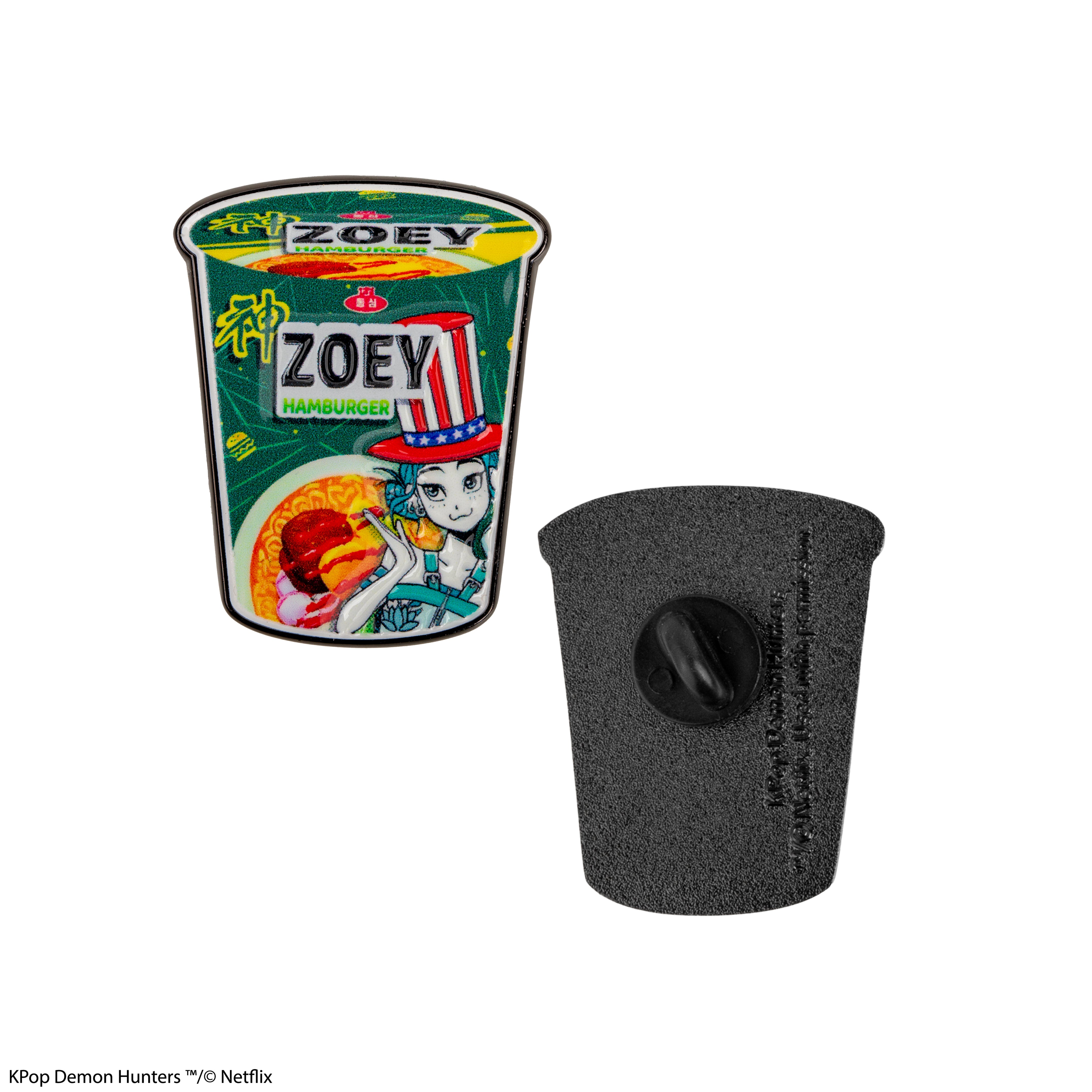 K-Pop Demon Hunters Zoey Hamburger Noodles Pin