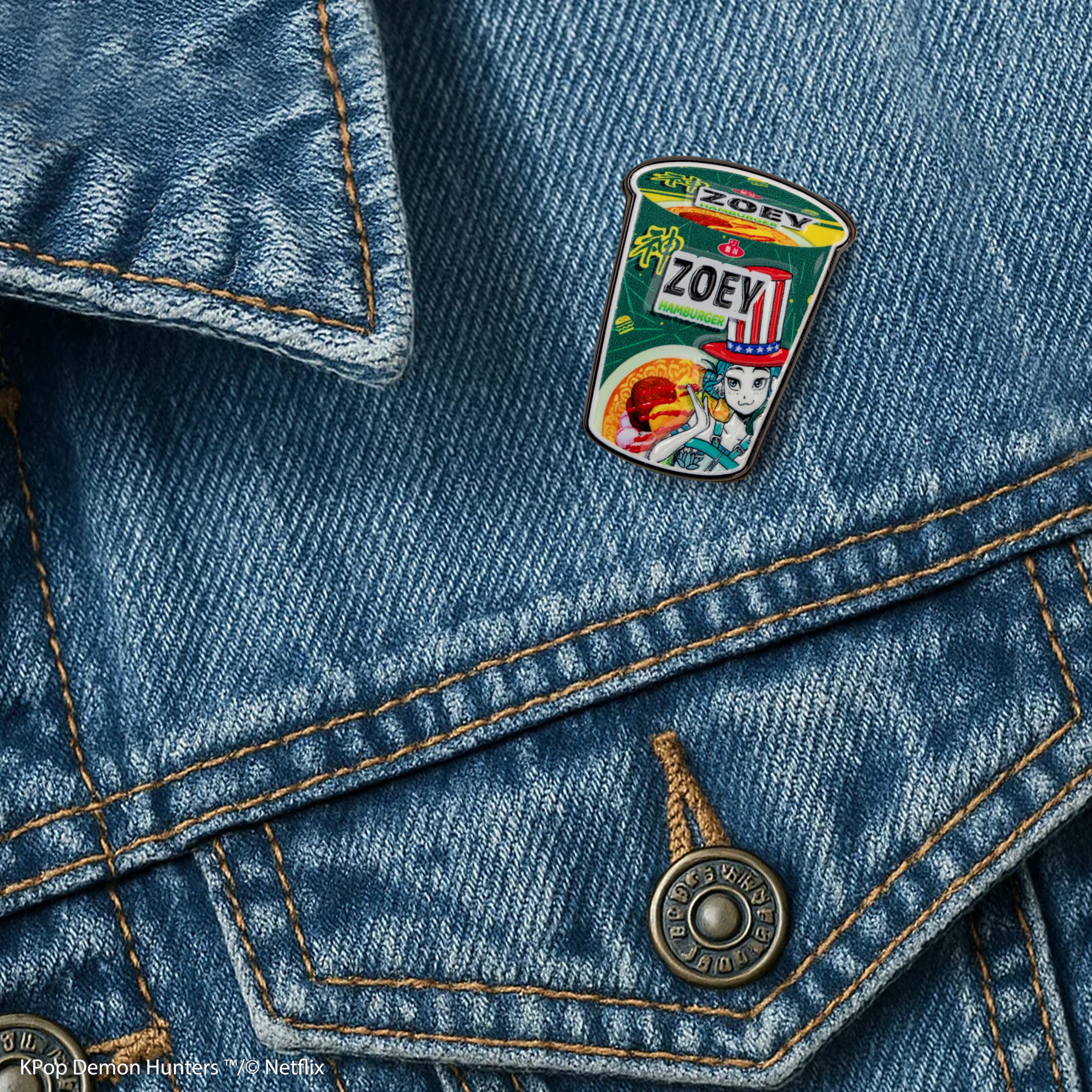 K-Pop Demon Hunters Zoey Hamburger Noodles Pin
