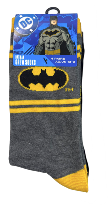 Batman Crew Kids Sock 4 Pack Asst. Size - 13-3