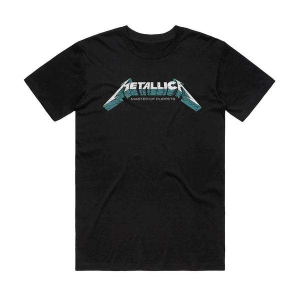 Metallica - Master of Puppets Text Logo - Black T-shirt
