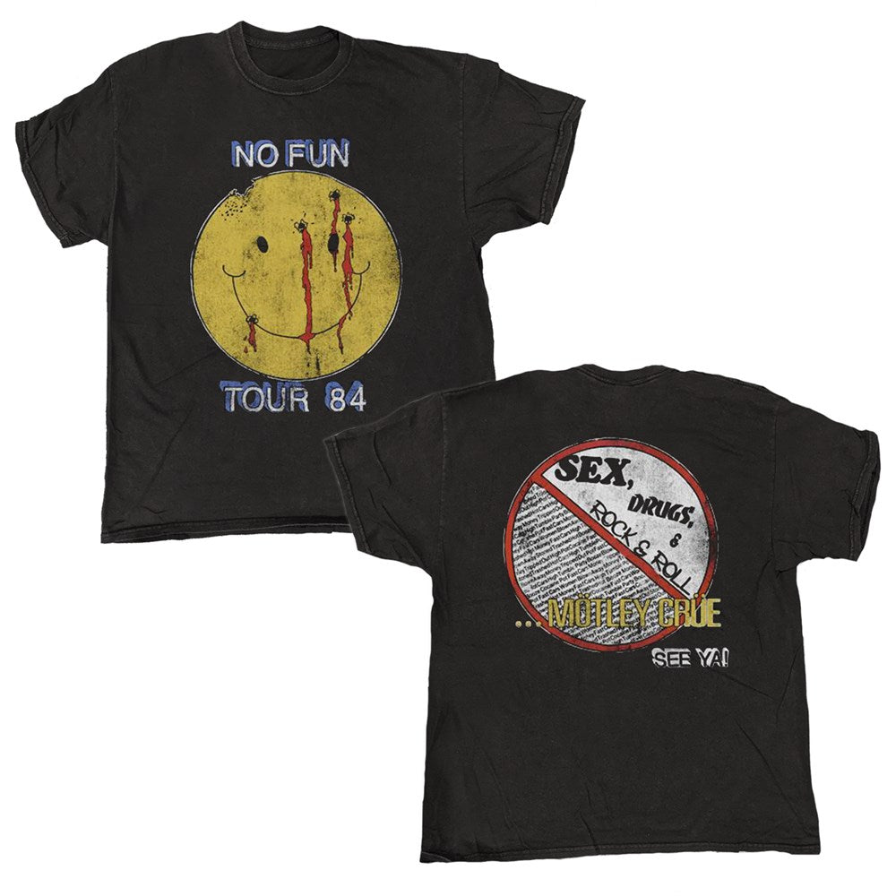 Motley Crue - No Fun Tour 84' - Black Vintage T-shirt