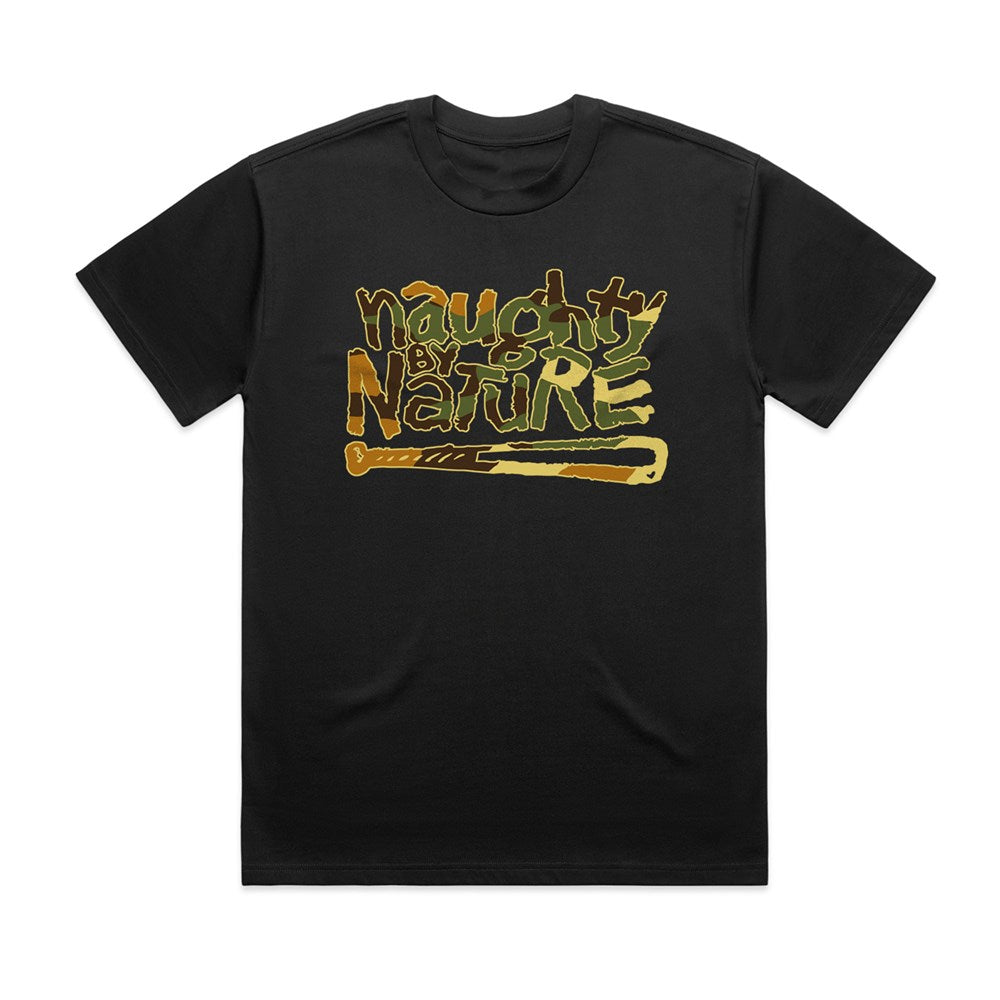 Naughty By Nature - Camo Logo - Black T-shirt