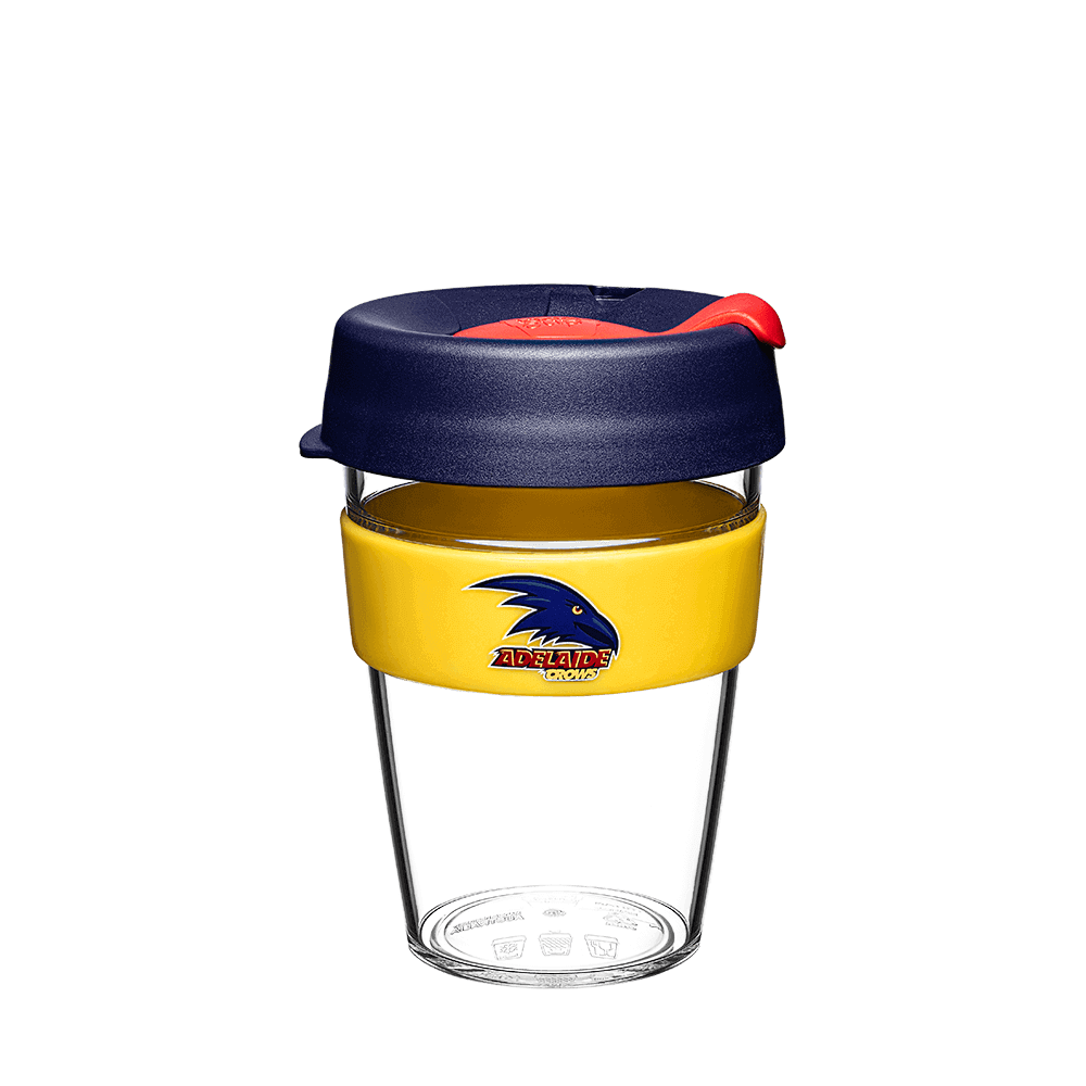 ADELAIDE CROWS AFL CLEAR PLASTIC KEEPCUP_ ADELAIDE CROWS_ STUBBY CLUB