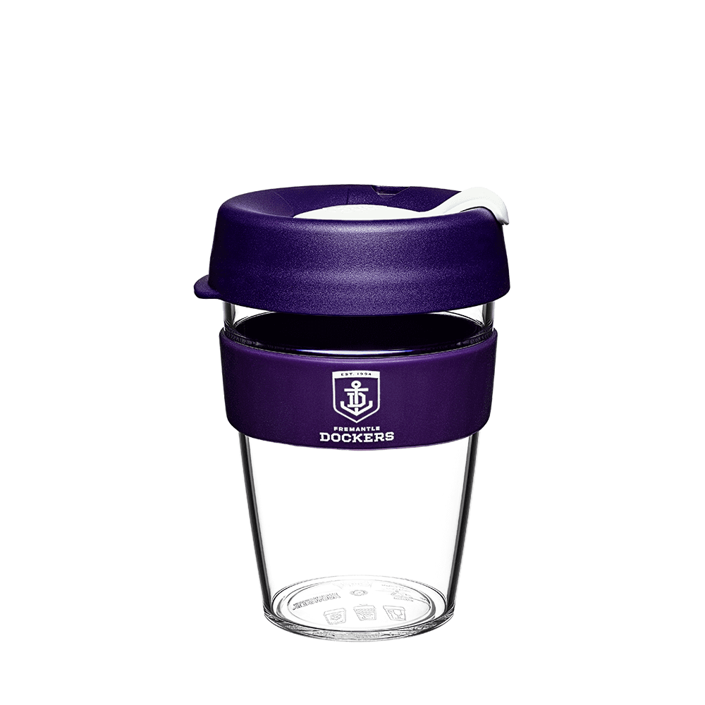 FREMANTLE DOCKERS AFL CLEAR PLASTIC KEEPCUP_FREMANTLE DOCKERS_STUBBY CLUB