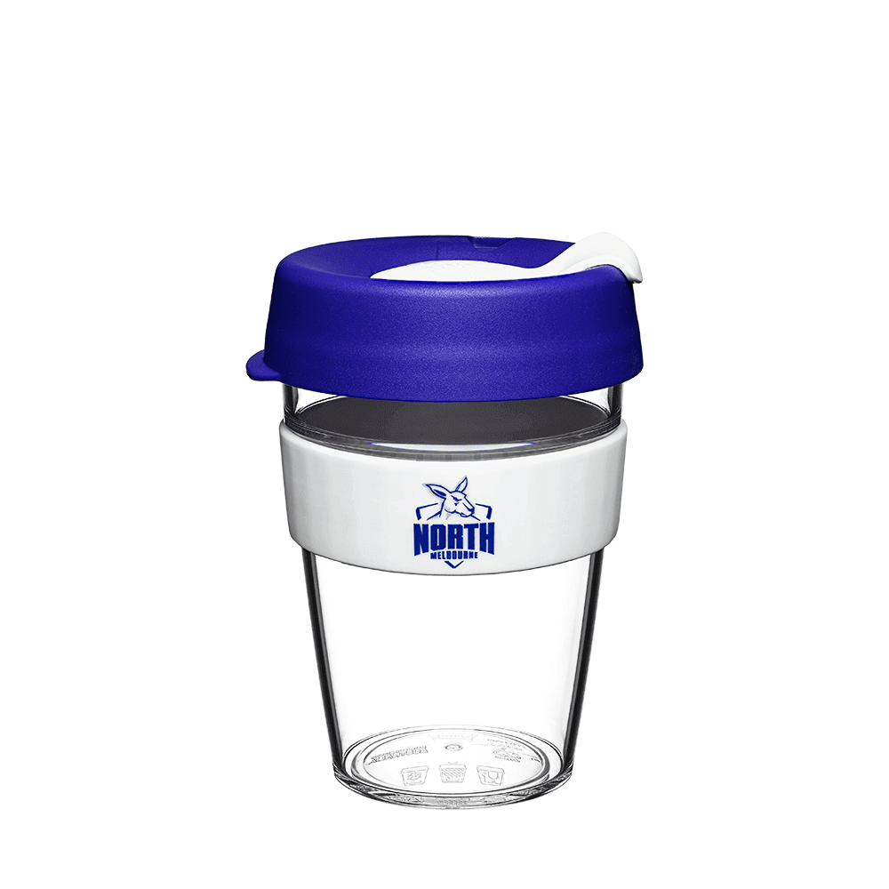 NORTH MELBOURNE KANGAROOS AFL CLEAR PLASTIC KEEPCUP_NORTH MELBORNE KANGAROOS_STUBBY CLUB