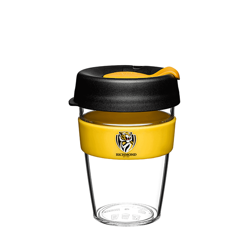 RICHMOND TIGERS AFL CLEAR PLASTIC KEEPCUP_RICHMOND TIGERS_STUBBY CLUB