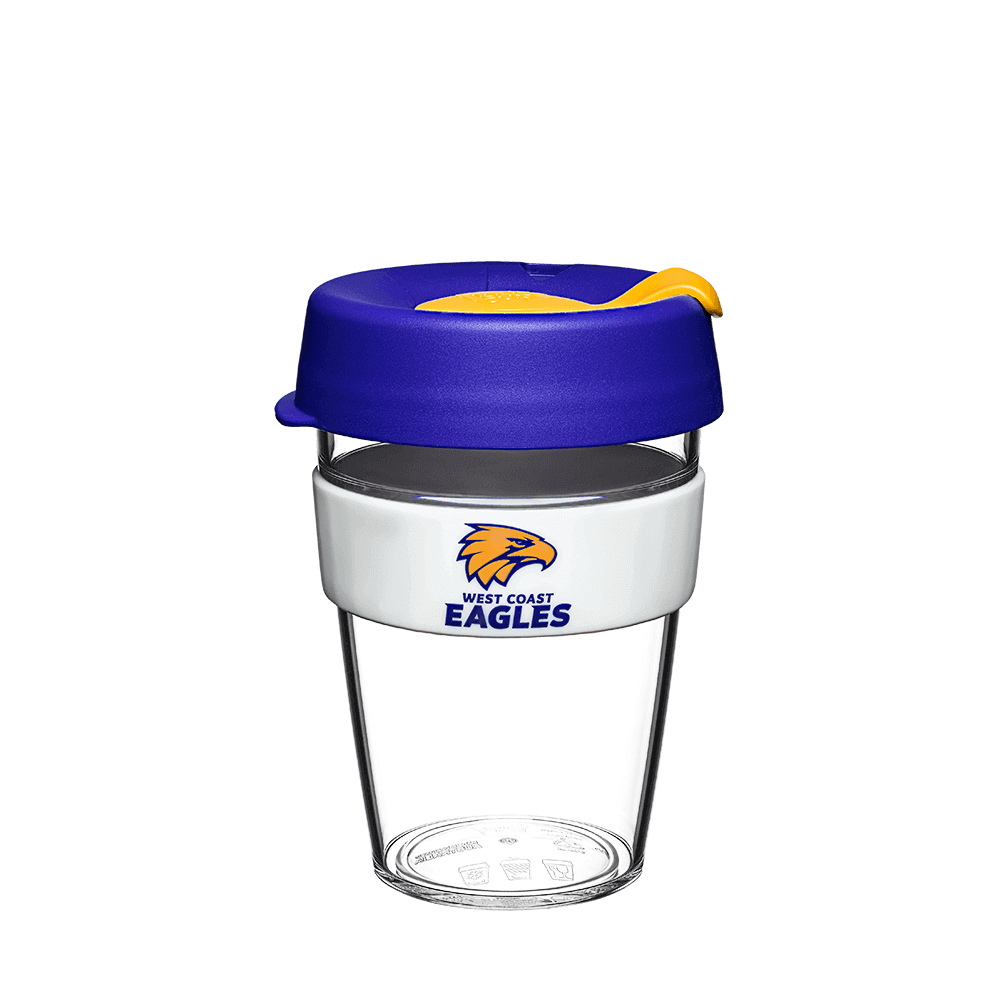 WEST COAST EAGLES AFL CLEAR PLASTIC KEEPCUP_WEST COAST EAGLES_STUBBY CLUB