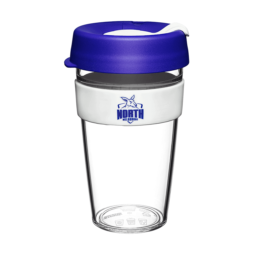 NORTH MELBOURNE KANGAROOS AFL CLEAR PLASTIC KEEPCUP_NORTH MELBORNE KANGAROOS_STUBBY CLUB