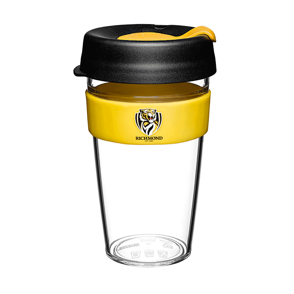 RICHMOND TIGERS AFL CLEAR PLASTIC KEEPCUP_RICHMOND TIGERS_STUBBY CLUB