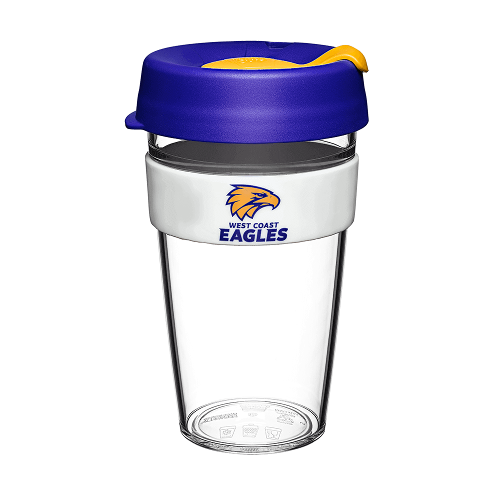 WEST COAST EAGLES AFL CLEAR PLASTIC KEEPCUP_WEST COAST EAGLES_STUBBY CLUB