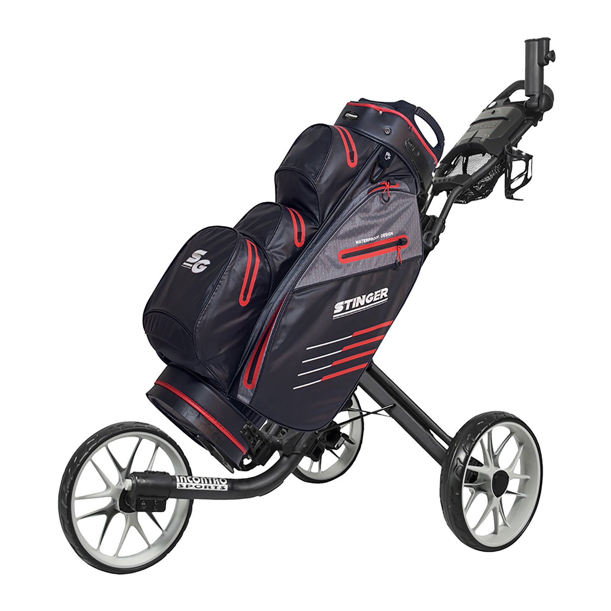 STINGER WATERPROOF GOLF BAG-BLACK/RED_TEAM_STUBBY CLUB