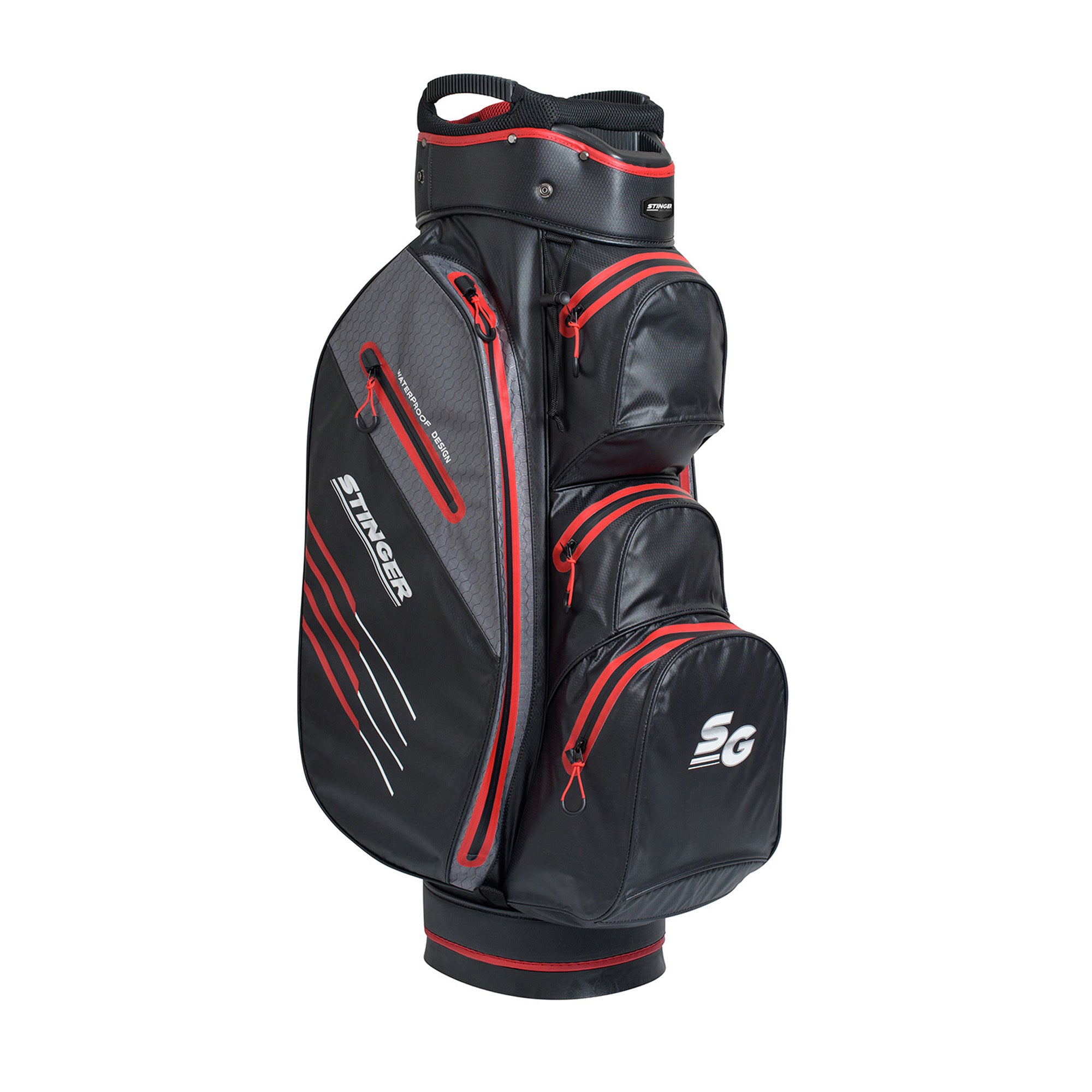 STINGER WATERPROOF GOLF BAG-BLACK/RED_TEAM_STUBBY CLUB