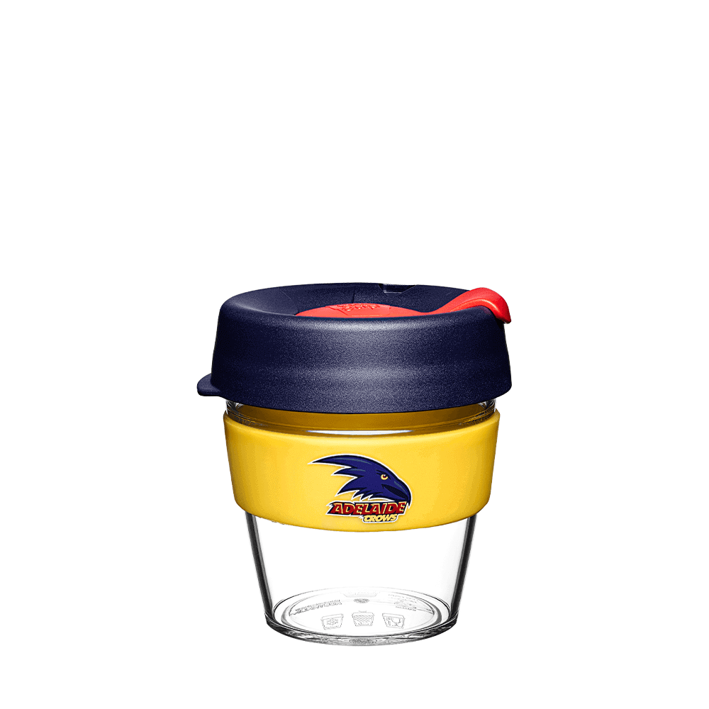 ADELAIDE CROWS AFL CLEAR PLASTIC KEEPCUP_ ADELAIDE CROWS_ STUBBY CLUB