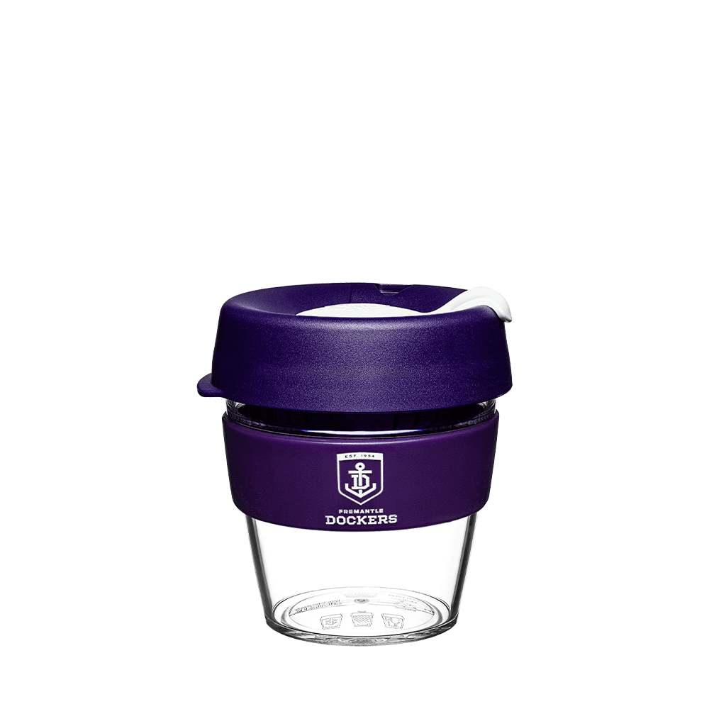 FREMANTLE DOCKERS AFL CLEAR PLASTIC KEEPCUP_FREMANTLE DOCKERS_STUBBY CLUB