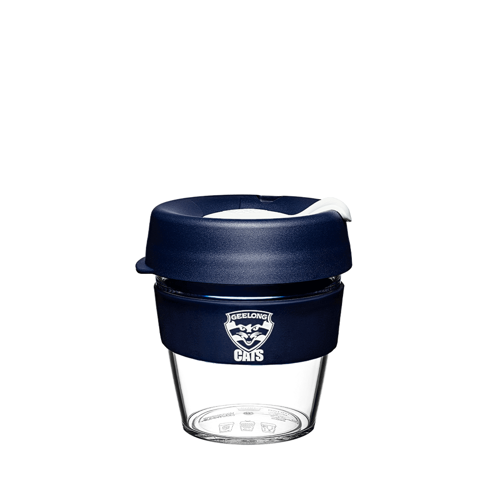 GEELONG CATS AFL CLEAR PLASTIC KEEPCUP_GEELONG CATS_STUBBY CLUB