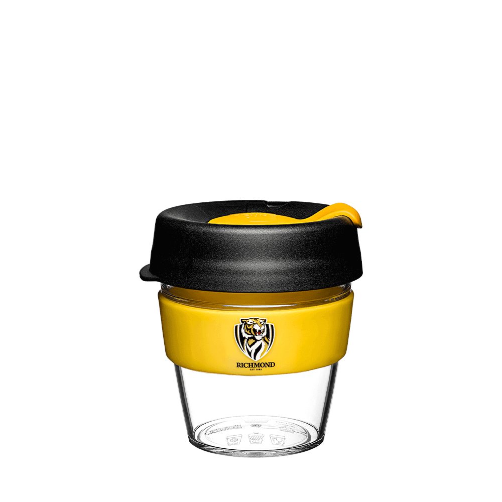 RICHMOND TIGERS AFL CLEAR PLASTIC KEEPCUP_RICHMOND TIGERS_STUBBY CLUB