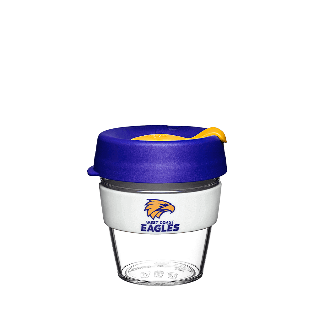 WEST COAST EAGLES AFL CLEAR PLASTIC KEEPCUP_WEST COAST EAGLES_STUBBY CLUB