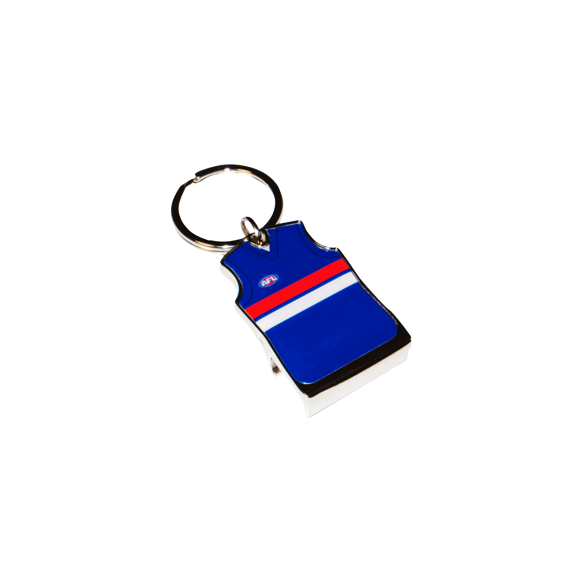 WESTERN BULLDOGS AFL TEAM GURENSEY BOTTLE OPENER KEYRING_WESTERN BULLDOGS_STUBBY CLUB