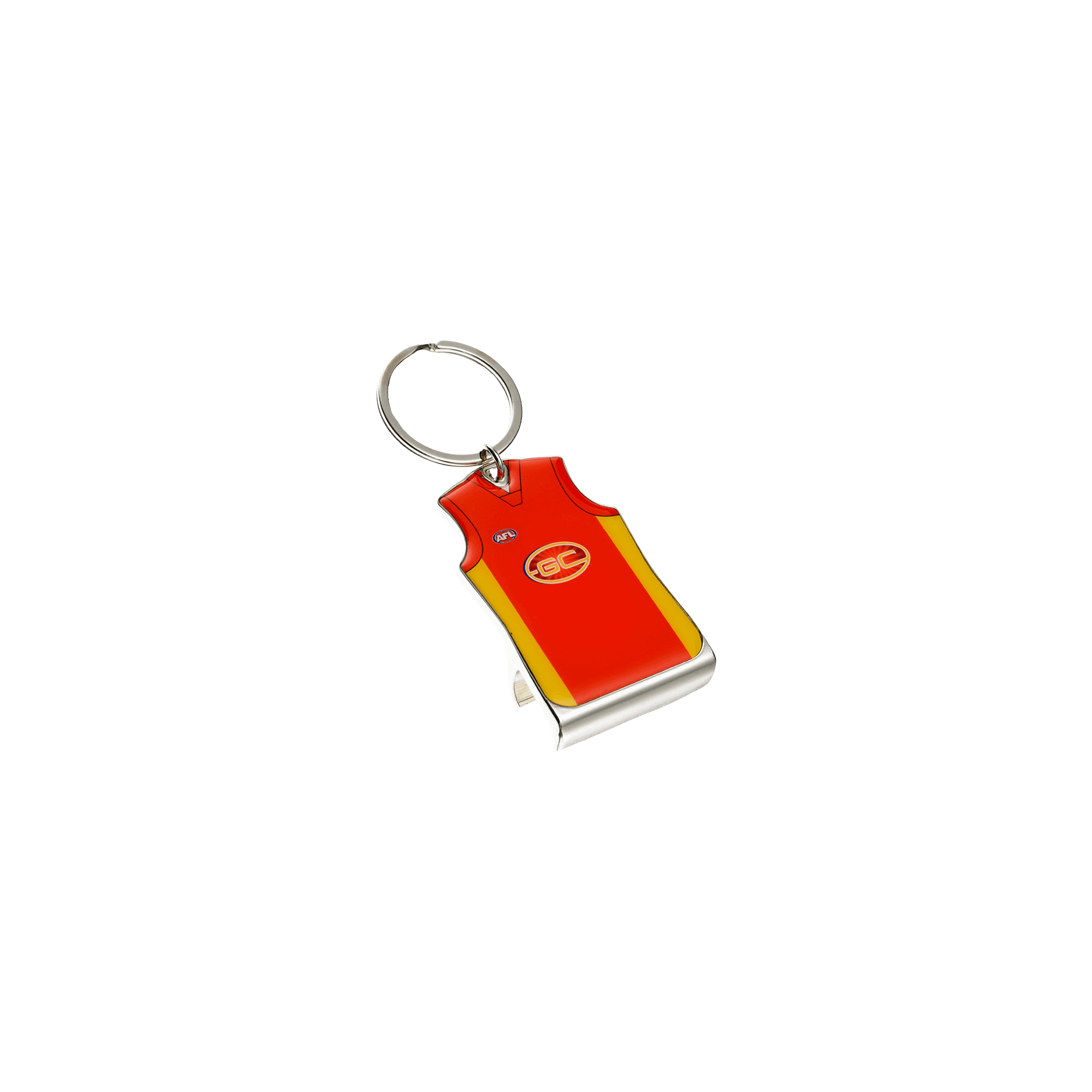 GOLD COAST SUNS AFL TEAM GUERNSEY BOTTLE OPENER KEYRING_GOLD COAST SUNS_STUBBY CLUB