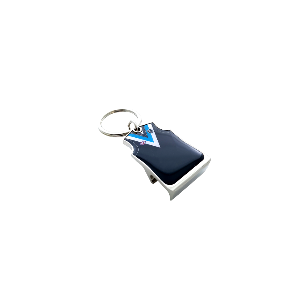 PORT ADELAIDE POWER AFL TEAM GUERNSEY BOTTLE OPENER KEYRING_PORT ADELAIDE POWER_STUBBY CLUB