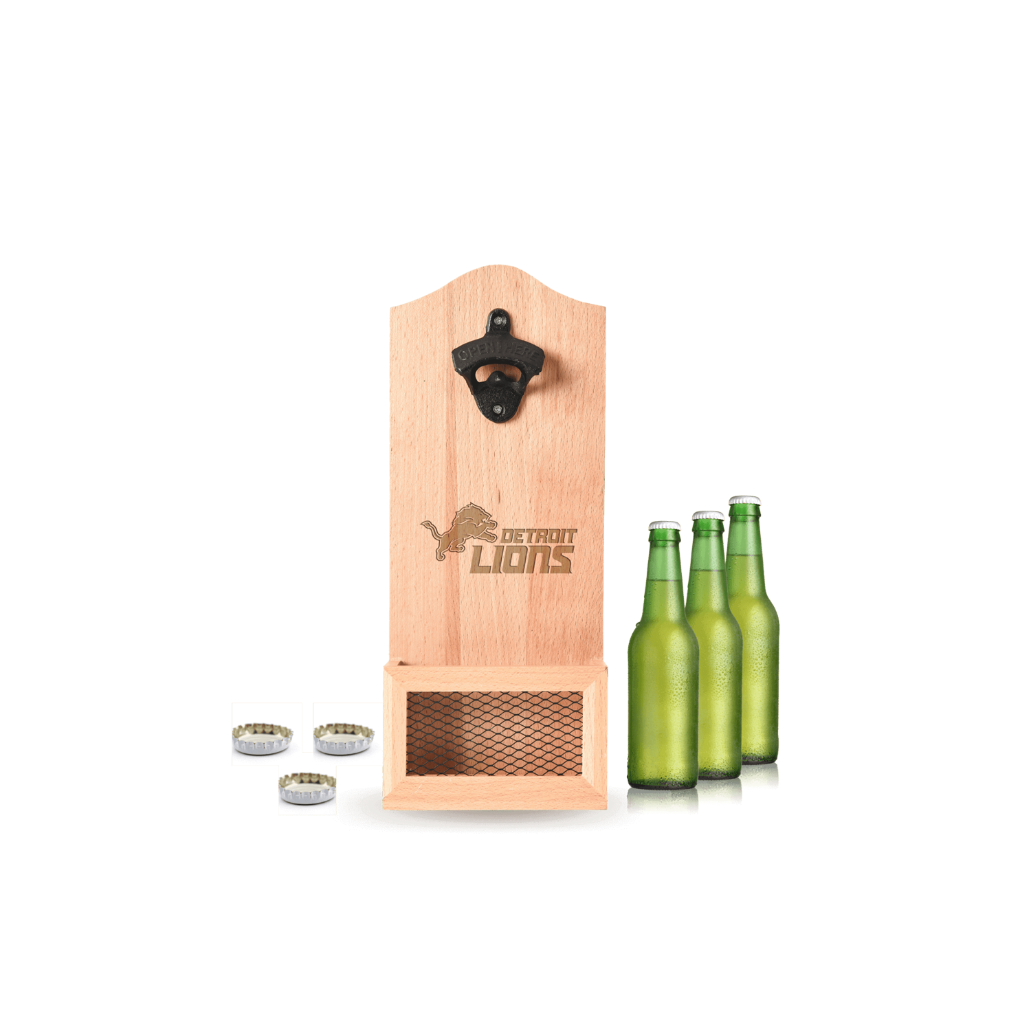 DETROIT LIONS NFL WOODEN WALL OPENER_DETROIT LIONS_STUBBY HOLDER