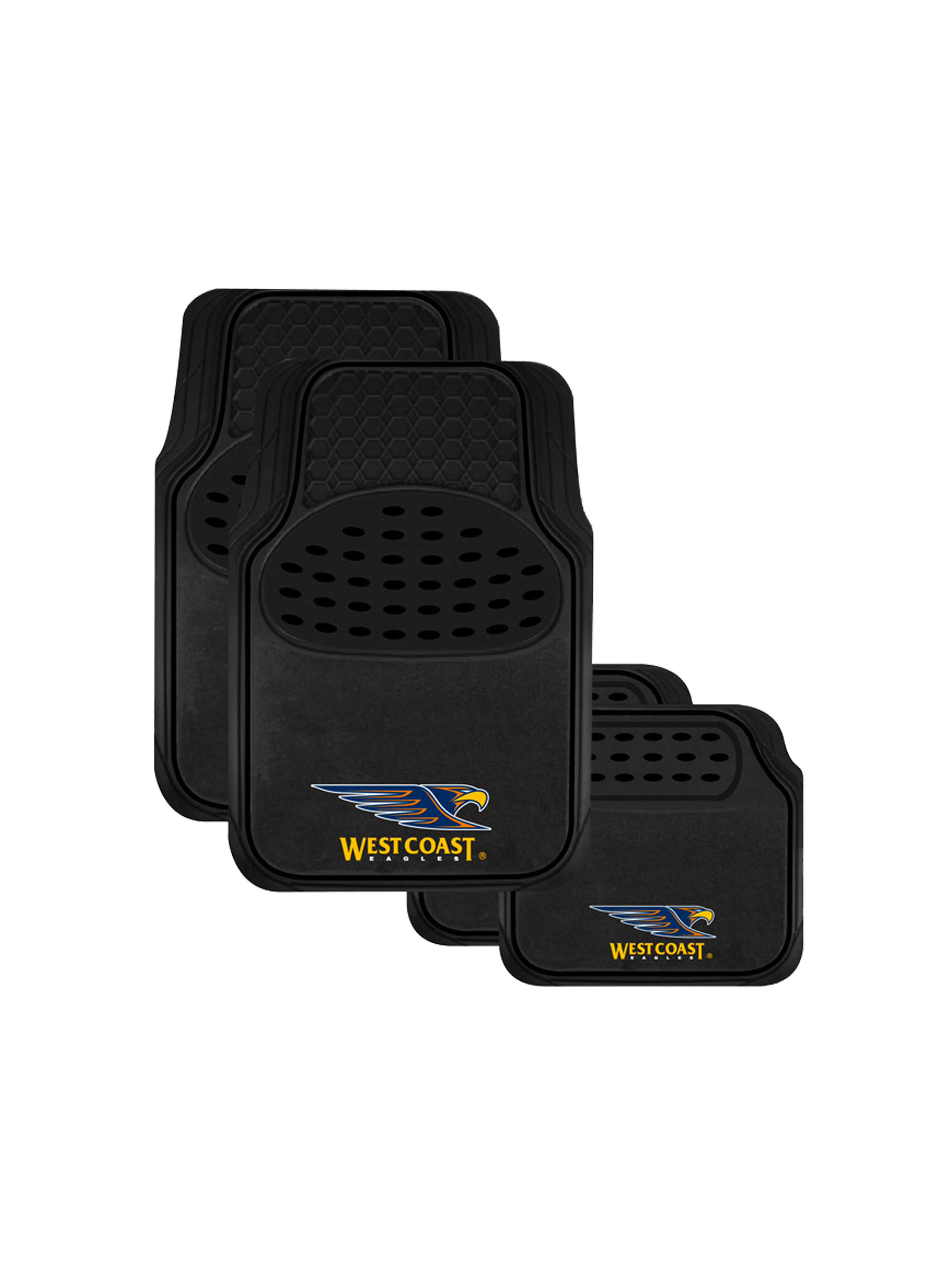 OFFICIAL WEST COAST EAGLES CARPET AND RUBBER CAR MAT SET