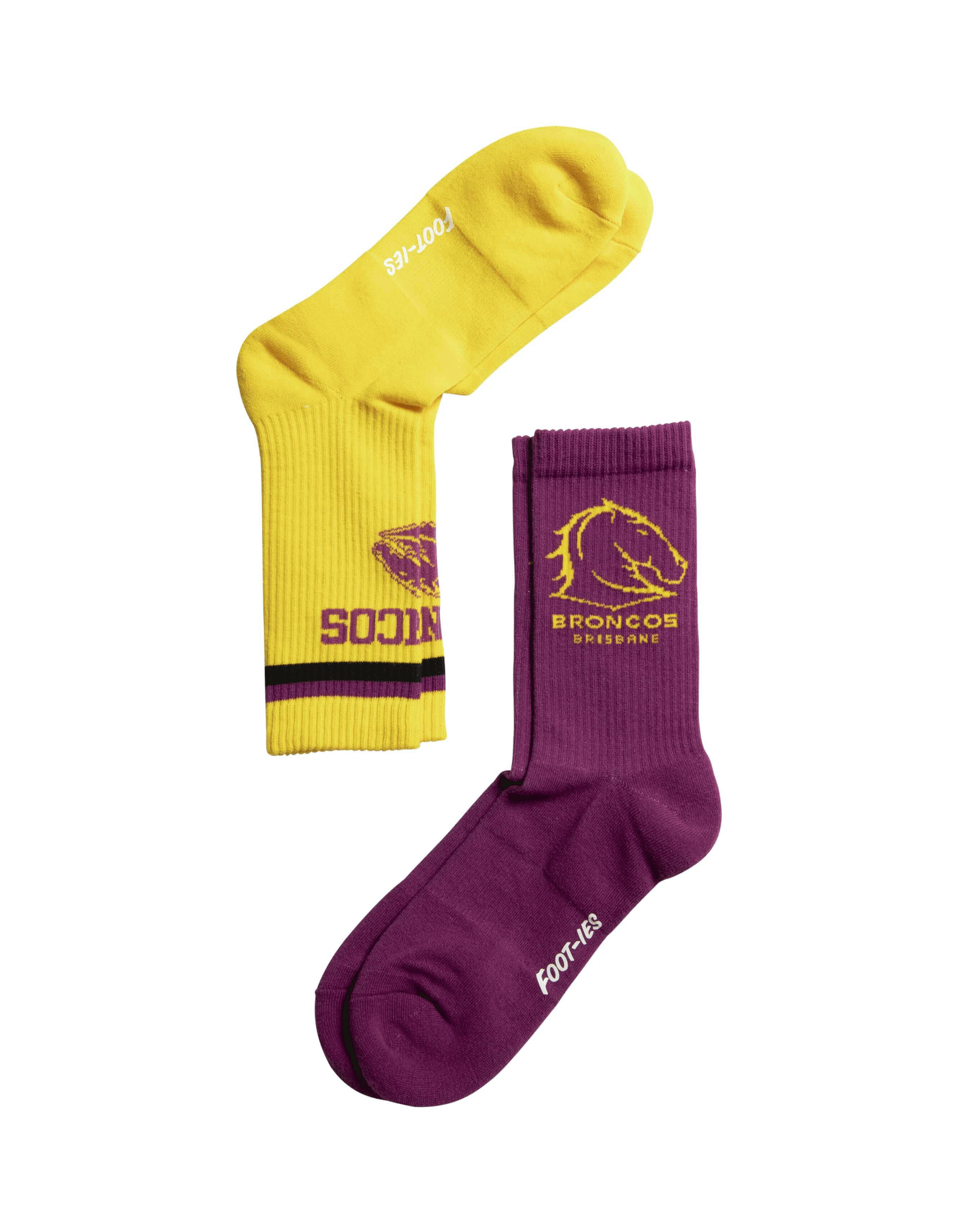 BRISBANE BRONCOS NRL LOGO 2 PACK SOCK M/L_BRISBANE BRONCOS_ STUBBY CLUB