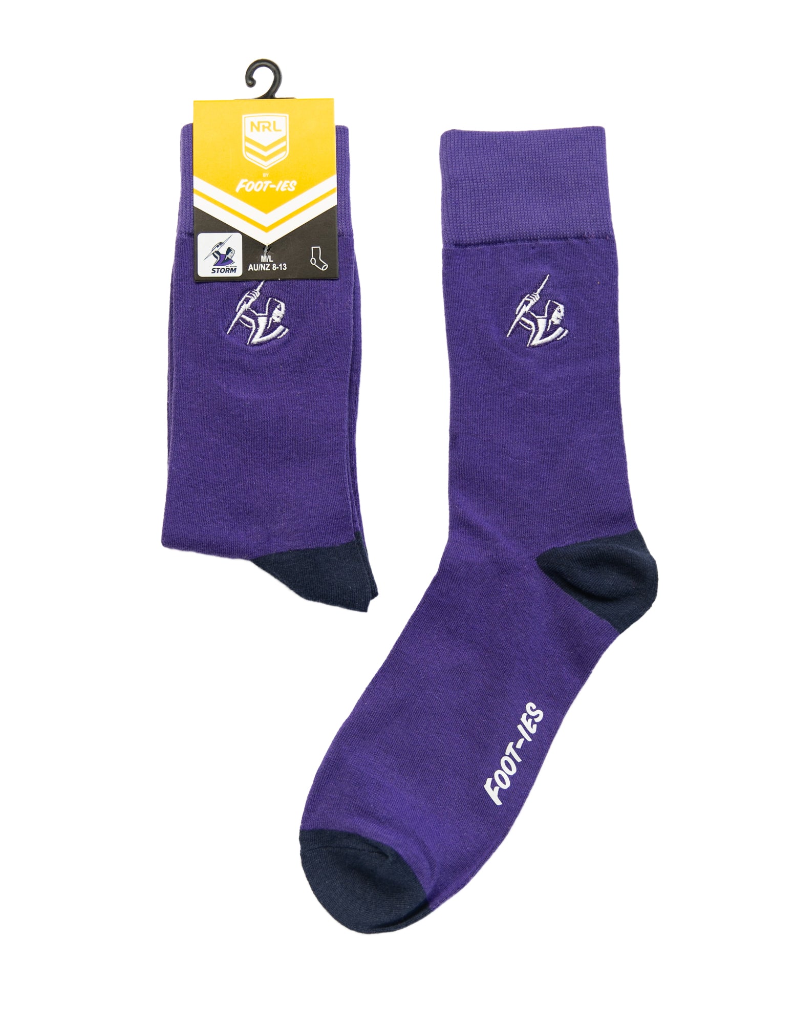 NRL SMALL EMROIDERY SOCK M/L_MELBOURNE STORM_STUBBY CLUB