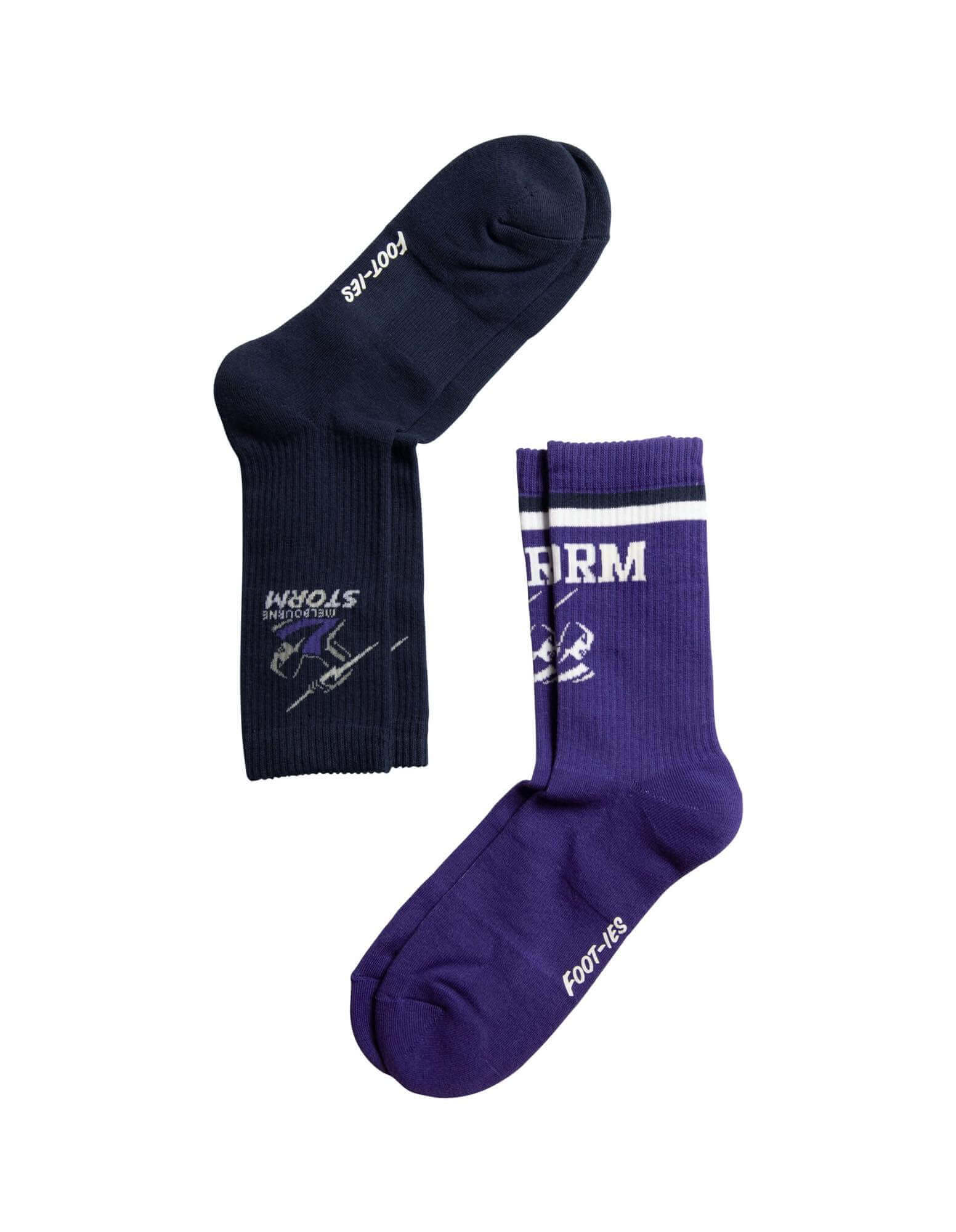 MELBOURNE STORM NRL LOGO 2 PACK SOCK M/L_MELBOURNE LANYARDS_STUBBY CLUB