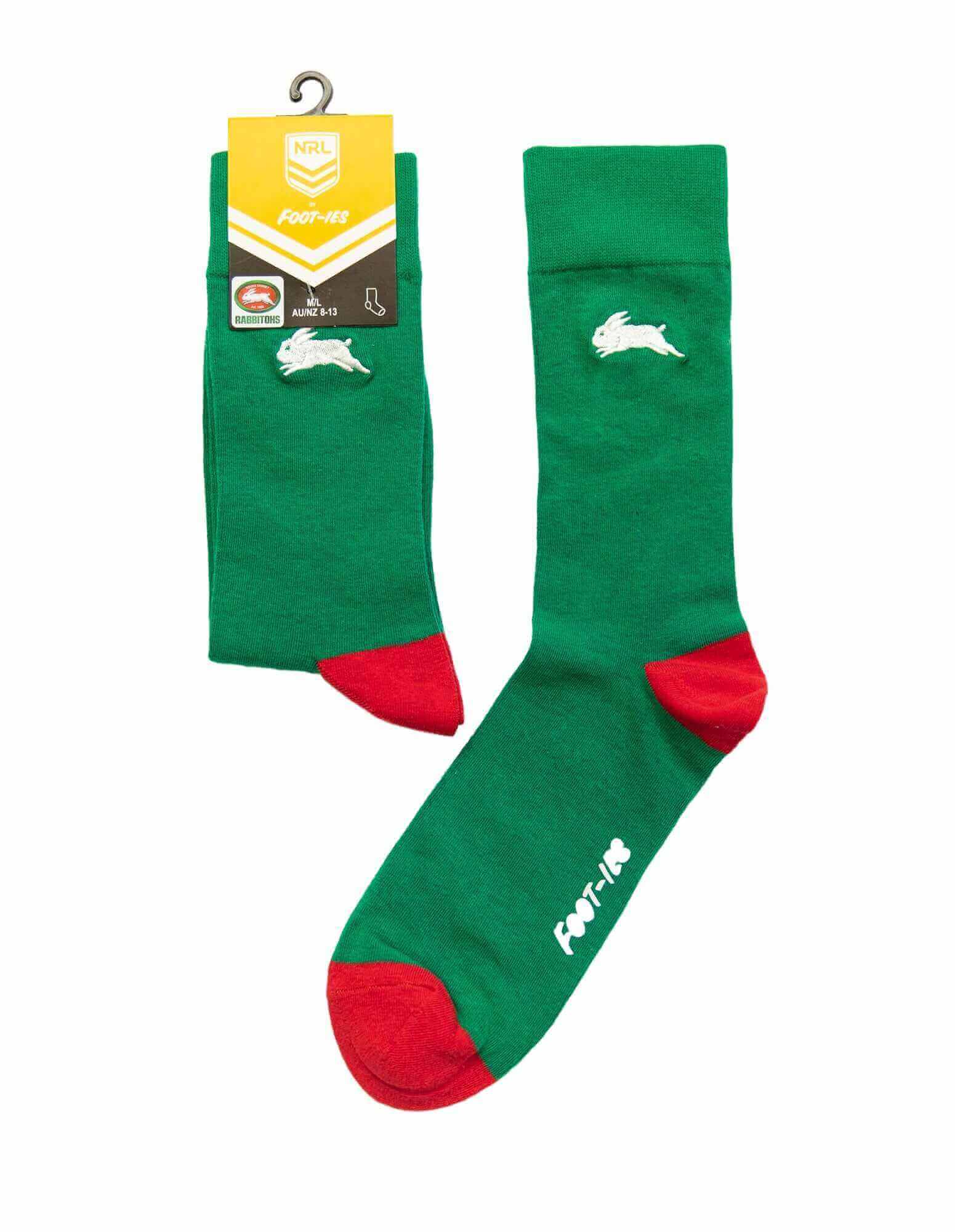 SOUTH SYDNEY RABBITOHS NRL SMALL EMROIDERY SOCK M/L_SOUTH SYDNEY RABBITOHS_STUBBY CLUB