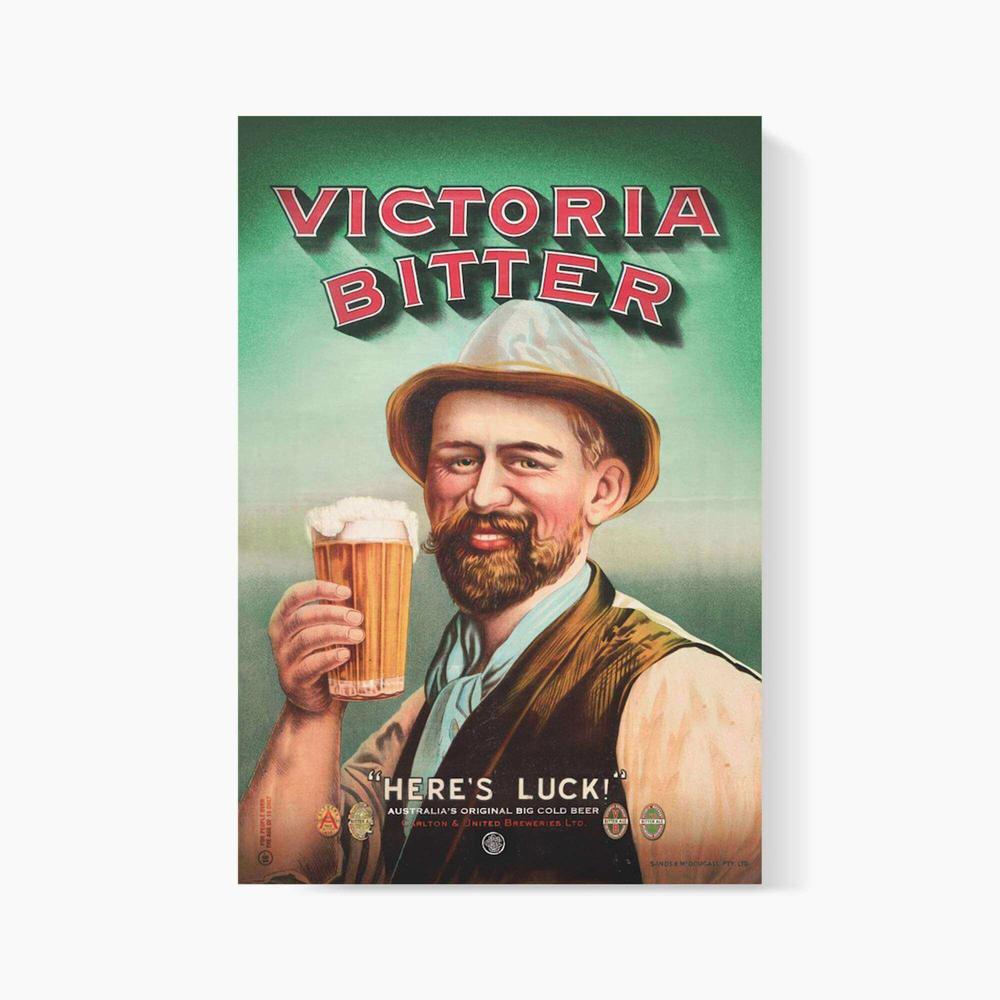 FIRST HARD WORKER PSTER-VICTORIA BITTER_TEAM_STUBBY CLUB