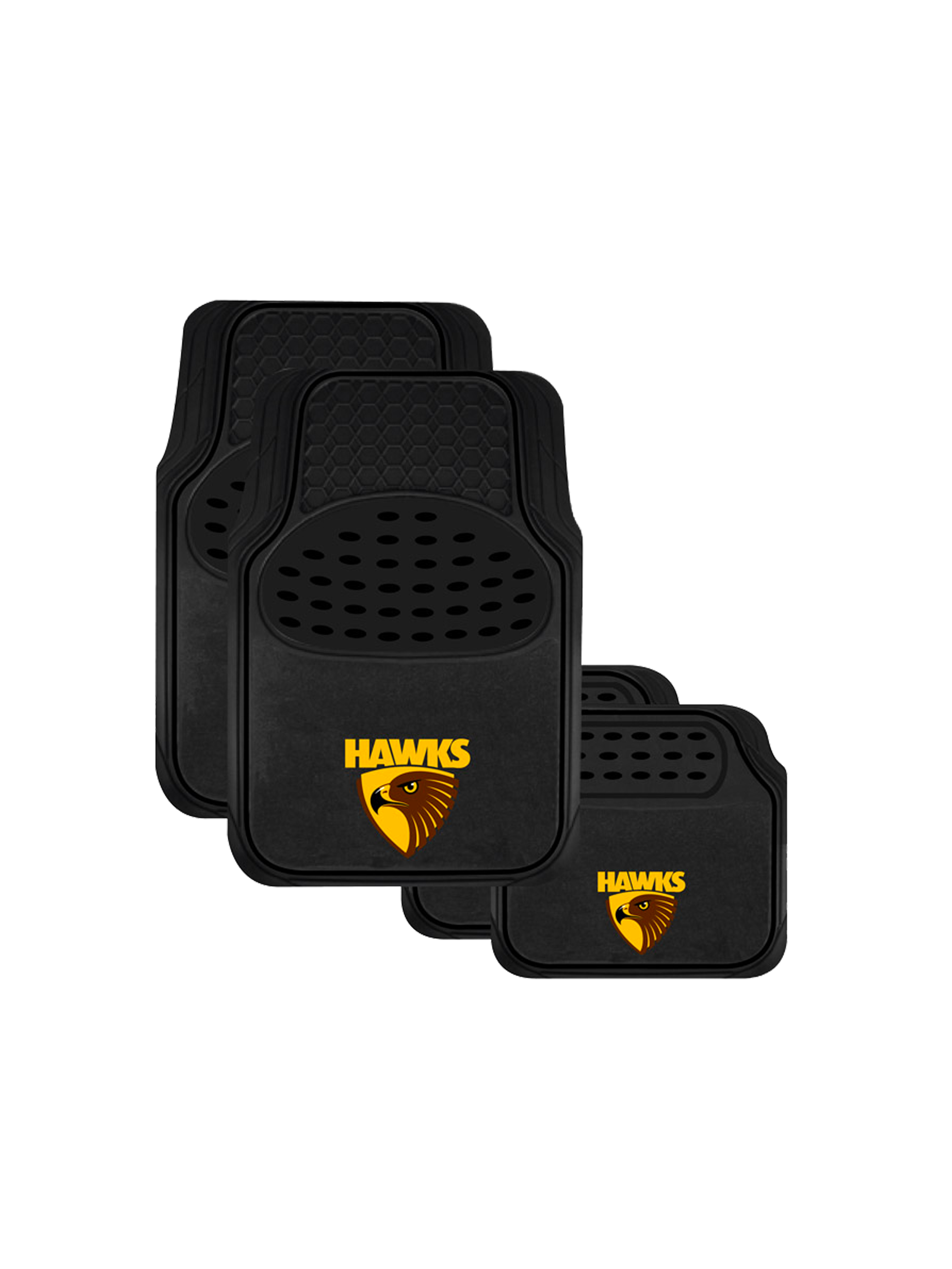 OFFICIAL HAWTHORN HAWKS CARPET AND RUBBER CAR MAT SET