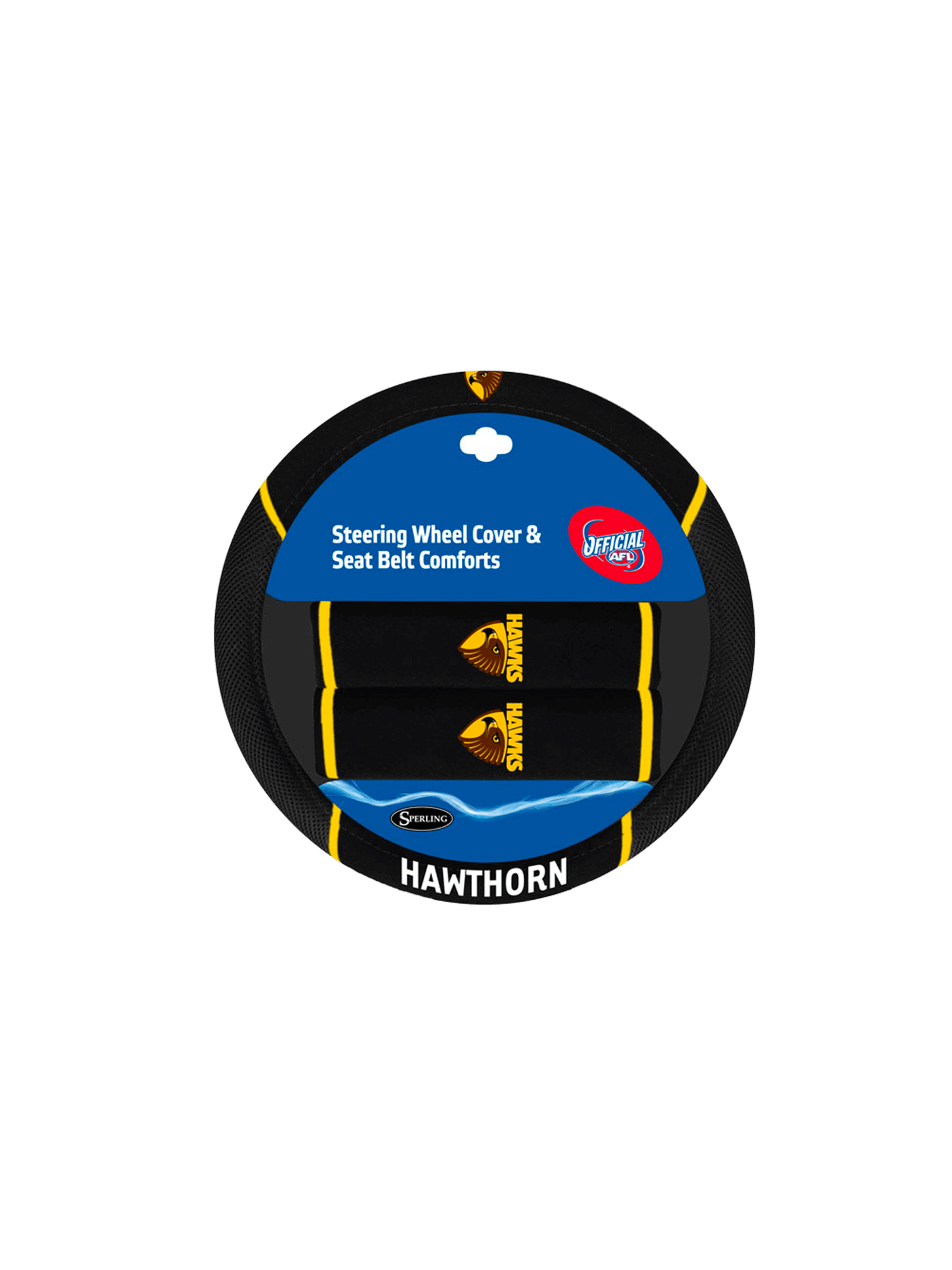 HAWTHORN HAWKS STEERING WHEEL COVER AND SEAT BELT COMFORTS SET_HAWTHORN HAWKS_STUBBY CLUB