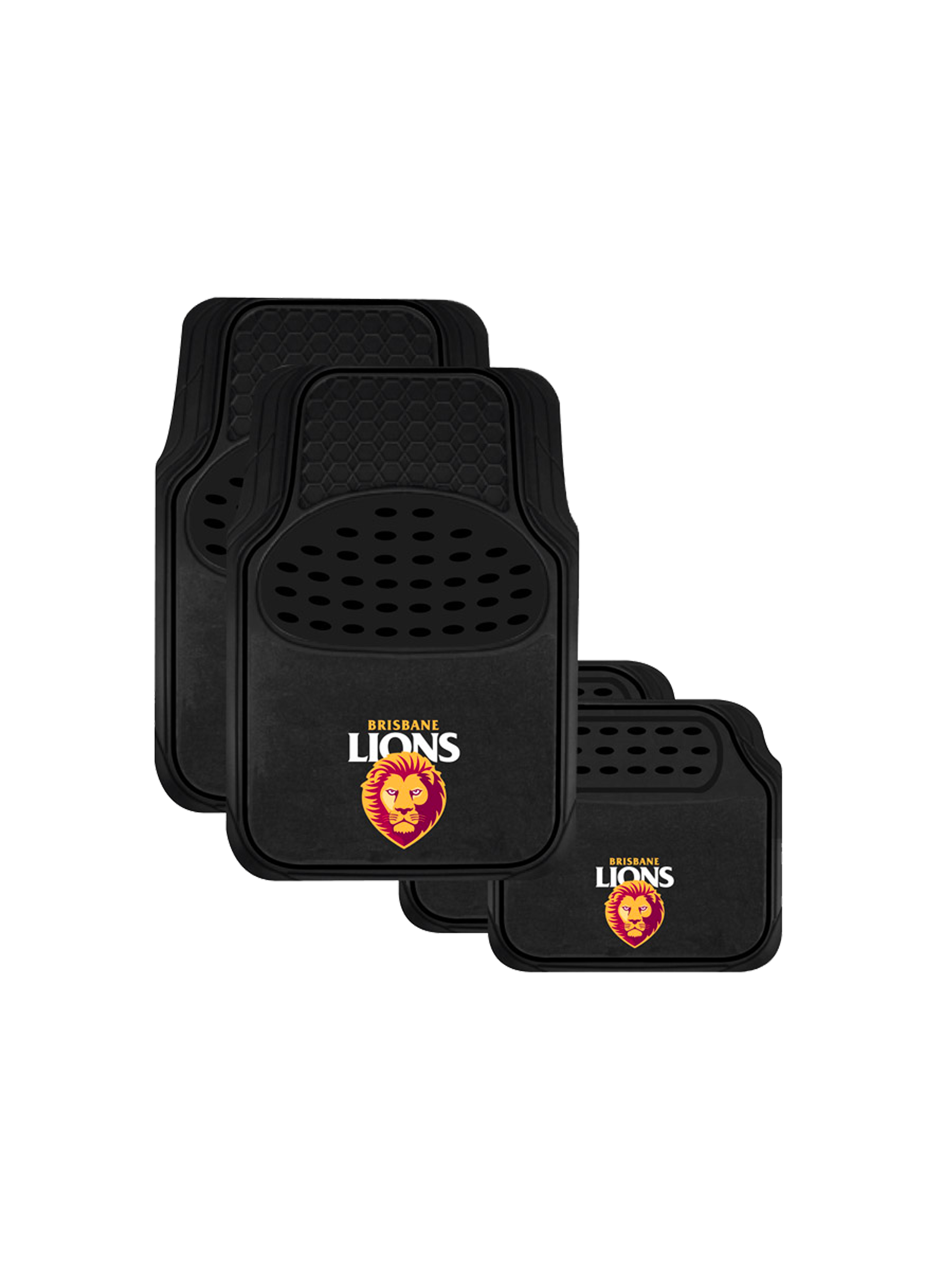 OFFICIAL BRISBANE LIONS CARPET AND RUBBER CAR MAT SET