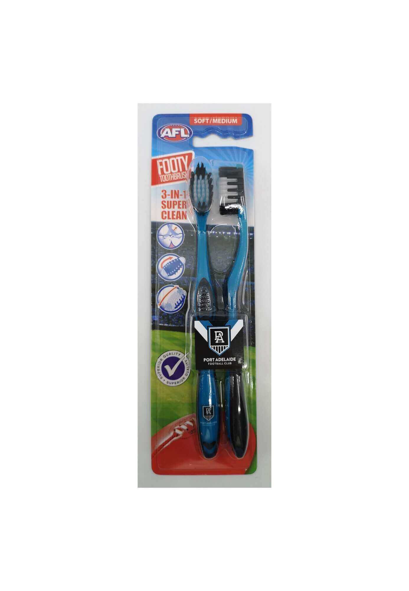 PORT ADELAIDE POWER AFL TOOTHBRUSH 2 PACK_PORT ADELAIDE POWER_STUBBY CLUB