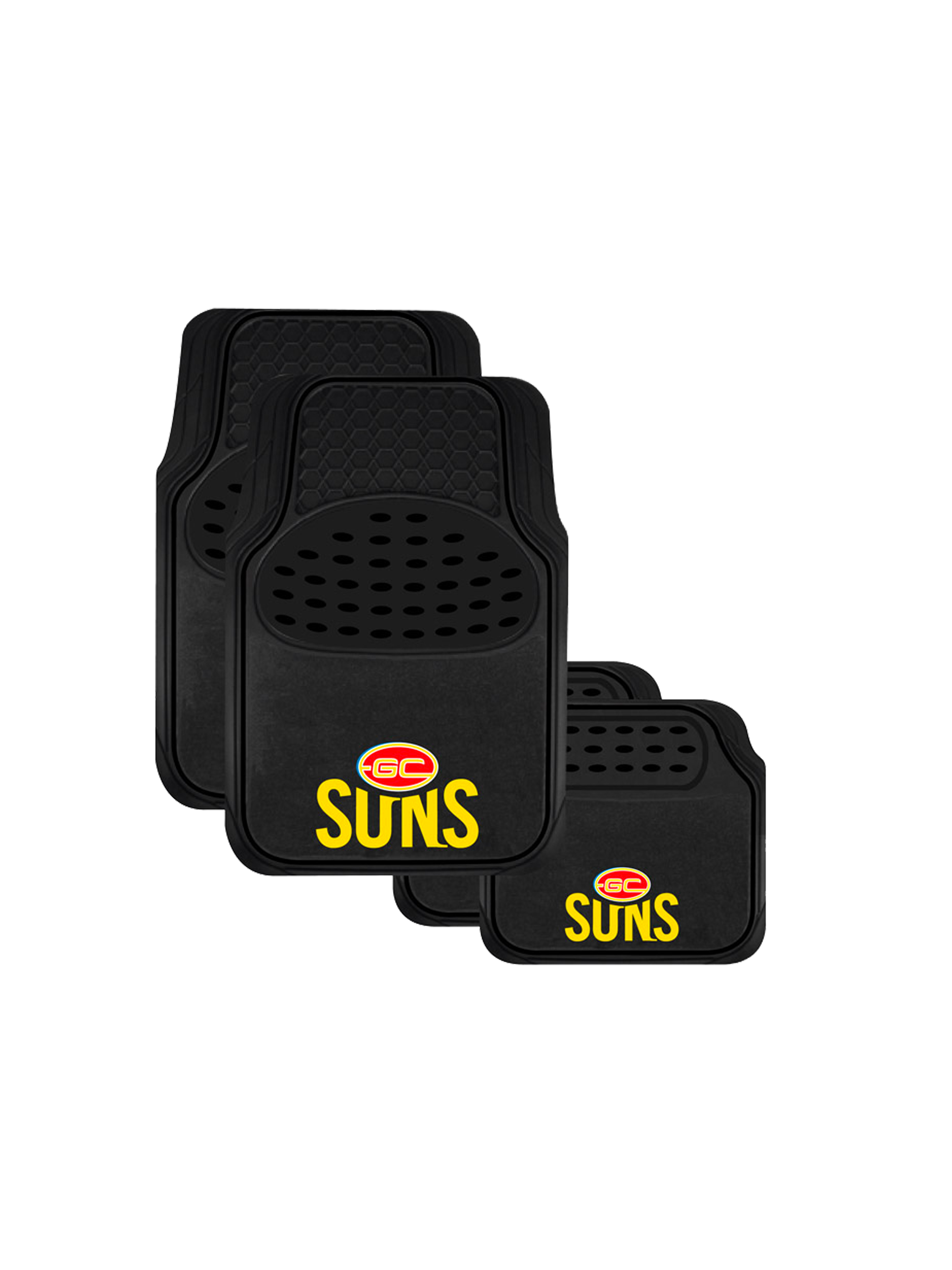 OFFICIAL GOLD COAST SUNS CARPET AND RUBBER CAR MAT SET