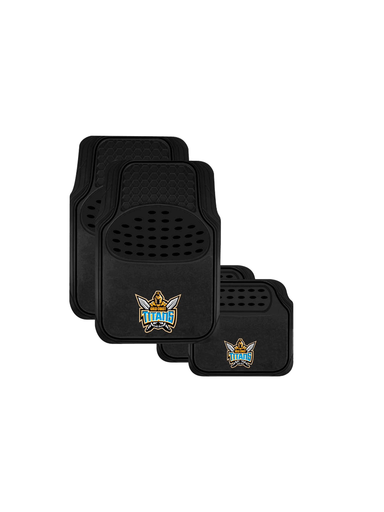 GOLD COAST TITANS NRL OFFICIAL CARPET AND RUBBER CAR MAT SET_GOLD COAST TITANS_STUBBY CLUB