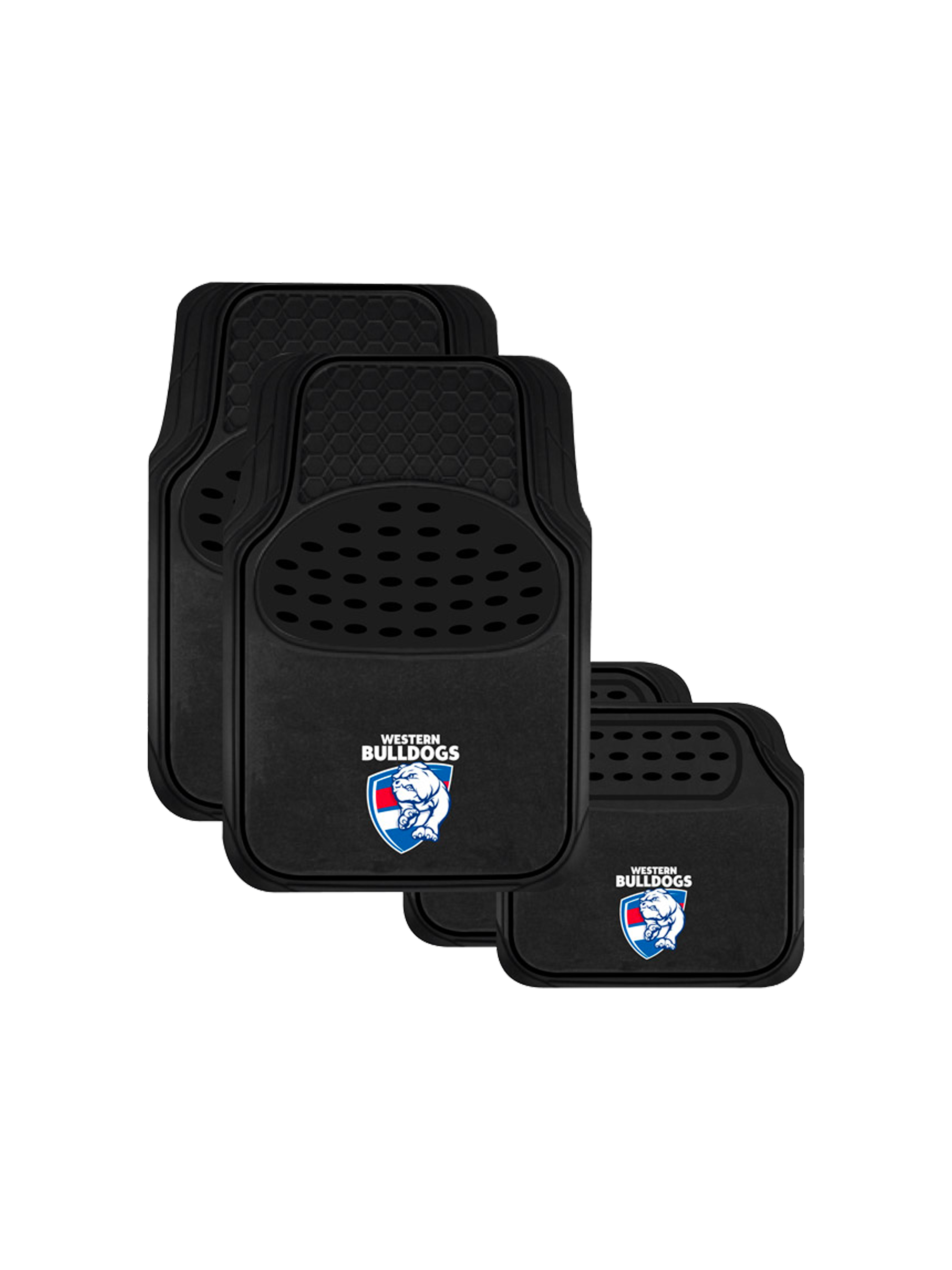 OFFICIAL WESTERN BULLDOGS CARPET AND RUBBER CAR MAT SET