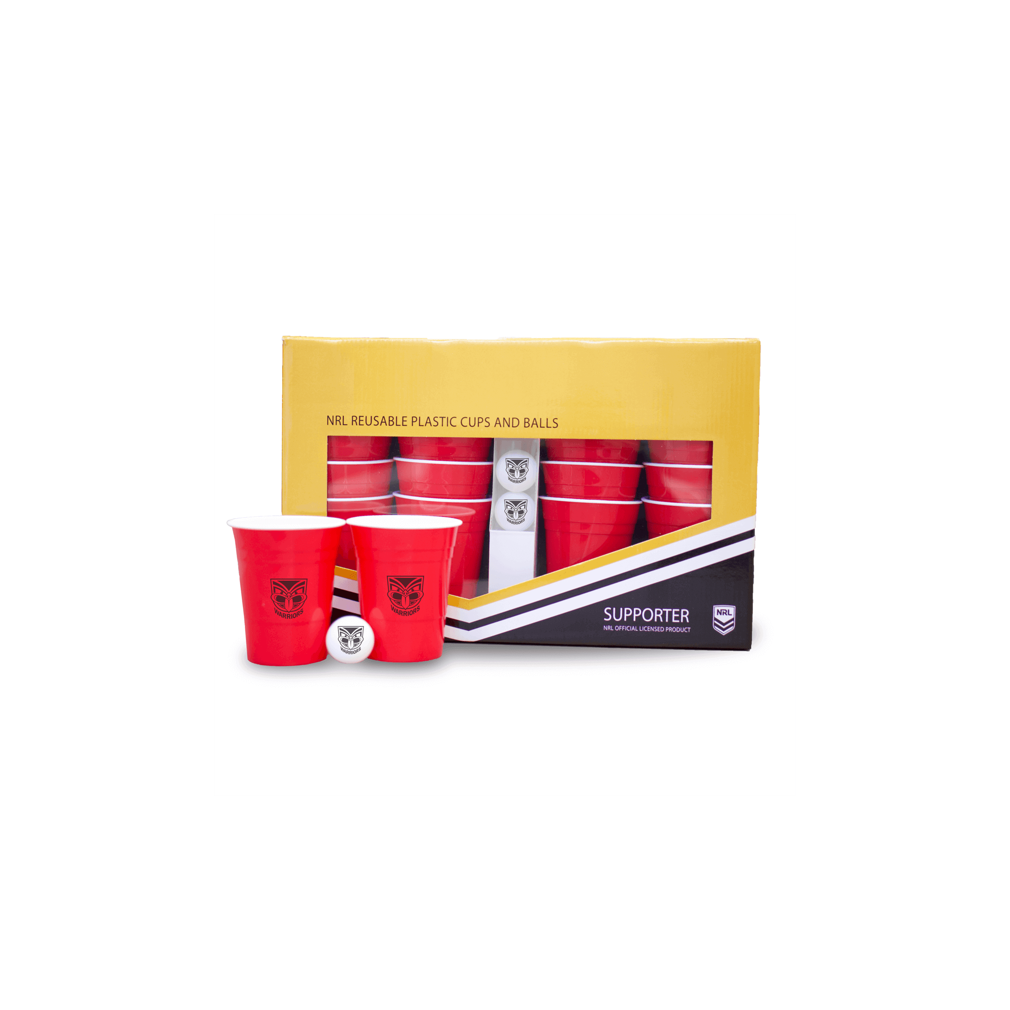 NRL REUSABLE BEER PONG CUPS AND BALLS_NEW ZEALAND WARRIORS_STUBBY CLUB