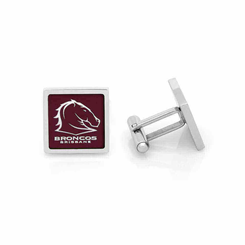 BRISBANE BRONCOS NRL TIE AND CUFFLINKS SET_BRISBANE BRONCOS_ STUBBY CLUB