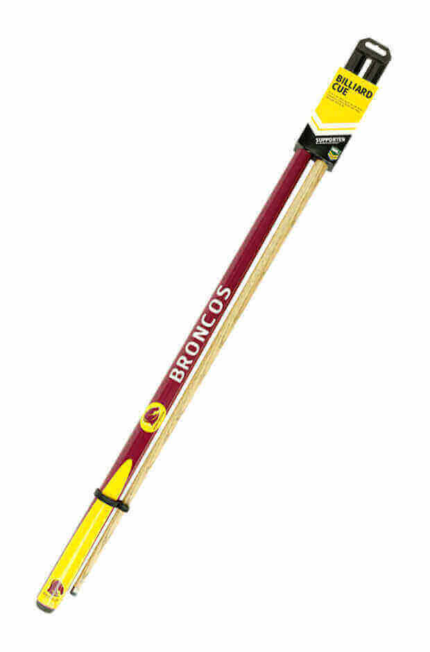 NRL 2 PIECE 57' CUE ASH SHAFT 10MM EIKMASTER TIP_BRISBANE BRONCOS_STUBBY CLUB