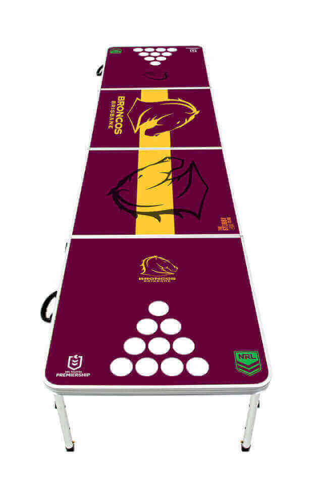 BRISBANE  BRONCOS NRL BEER PONG TABLE_BRISBANE BRONCOS_ STUBBY CLUB