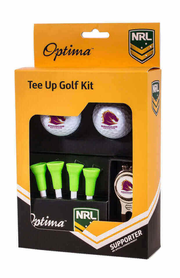 BRISBANE BRONCOS NRL GOLF TEE UP GIFT PACK _BRISBANE BRONCOS_ STUBBY CLUB