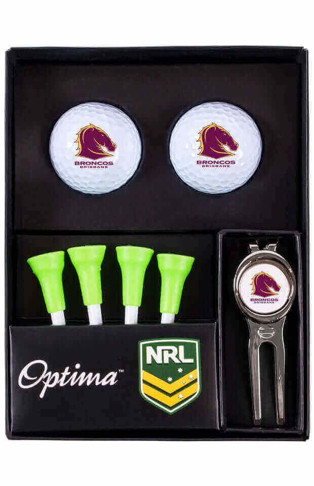 BRISBANE BRONCOS NRL GOLF TEE UP GIFT PACK _BRISBANE BRONCOS_ STUBBY CLUB