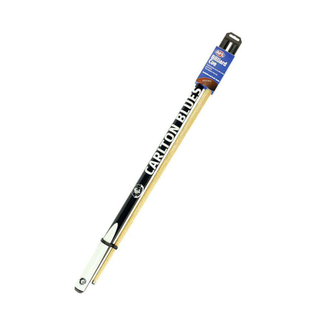 AFL CUE 2 PIECE ASH SHAFT 10MM EIKMASTER TIP_CARLTON BLUES_STUBBY CLUB