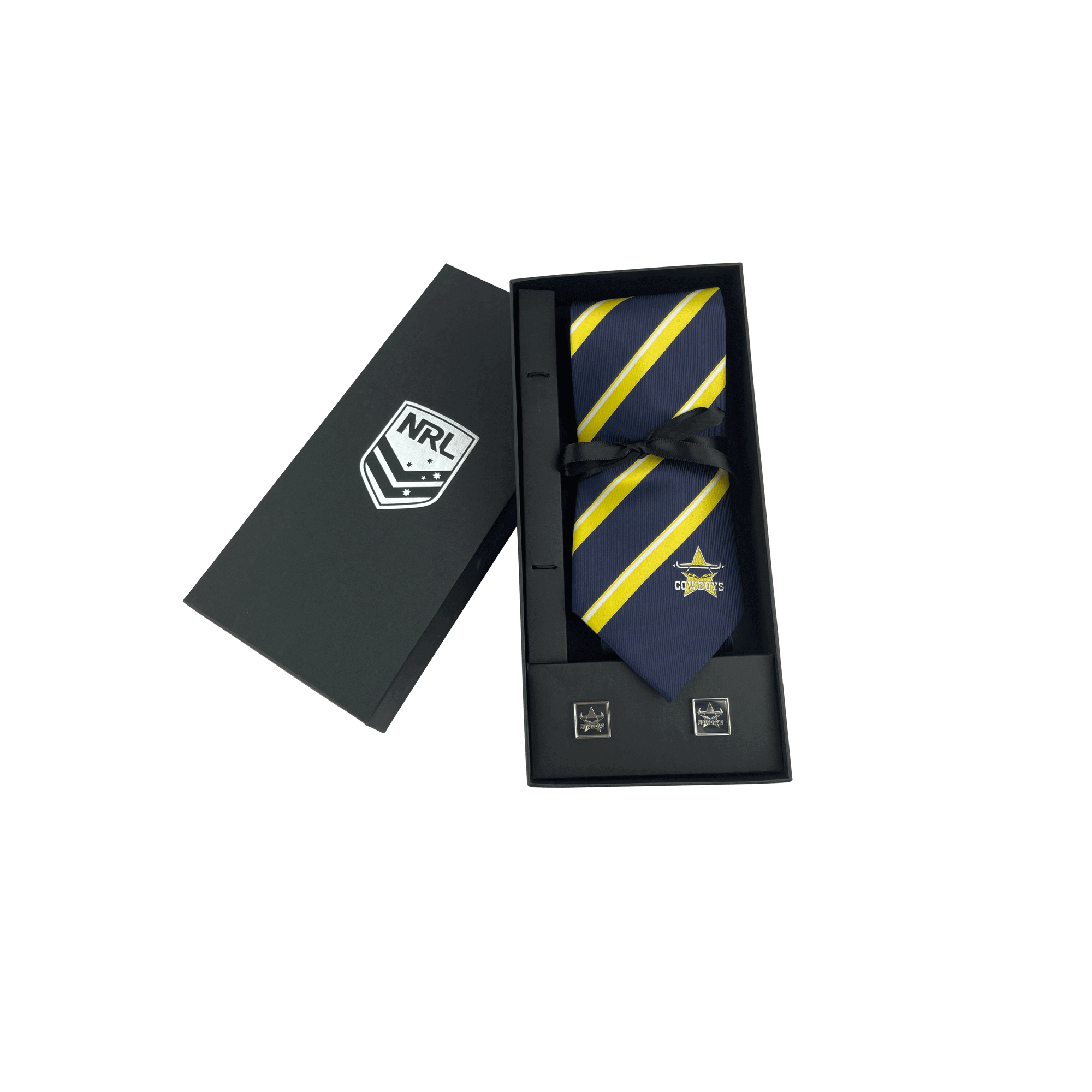 NORTH QUEENSLAND COWBOYS NRL TIE AND CUFFLINKS SET_NORTH QUEENSLAND COWBOYS_STUBBY CLUB