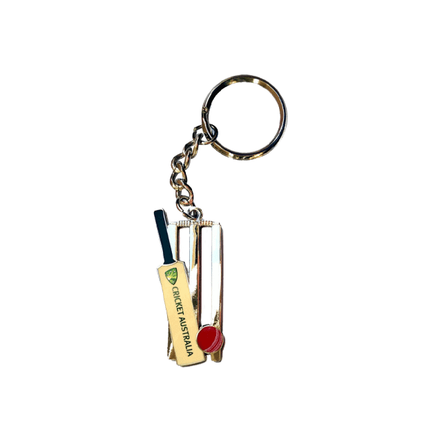 CRICKET AUSTRALIA STUMPS AND BAT KEYRING_CRICKET AUSTRALIA_STUBBY CLUB