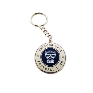 Geelong Cats Round AFL Logo Keyring