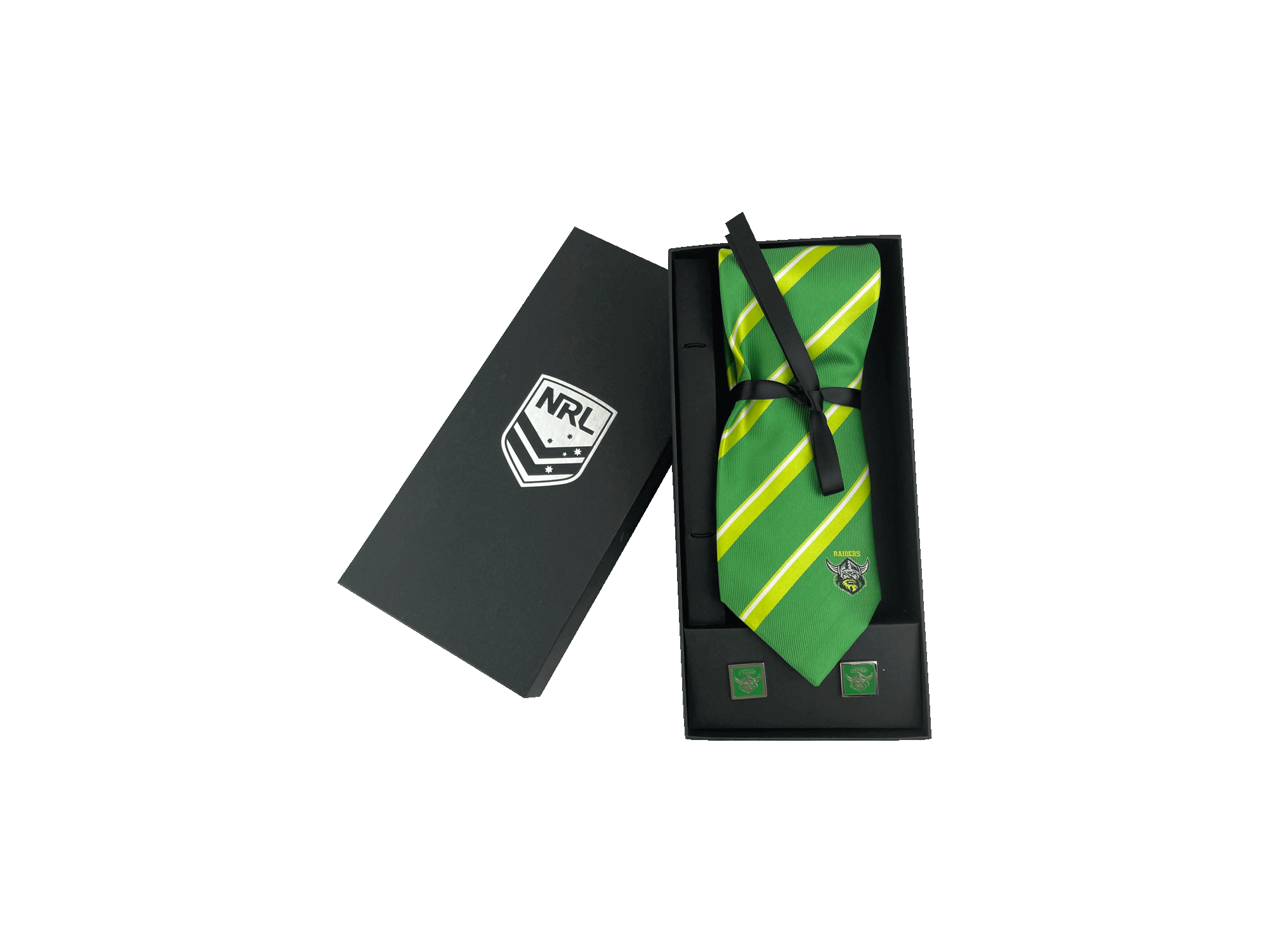 CANBERRA RAIDERS NRL TIE AND CUFFLINKS SET_CANBERRA RAIDERS_ STUBBY CLUB